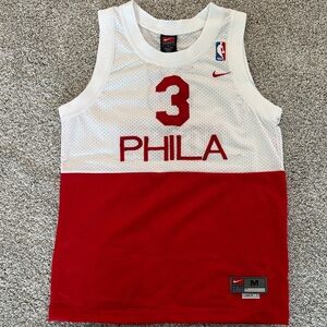 Nike Allen Iverson Red And White Phila Basketball Jersey